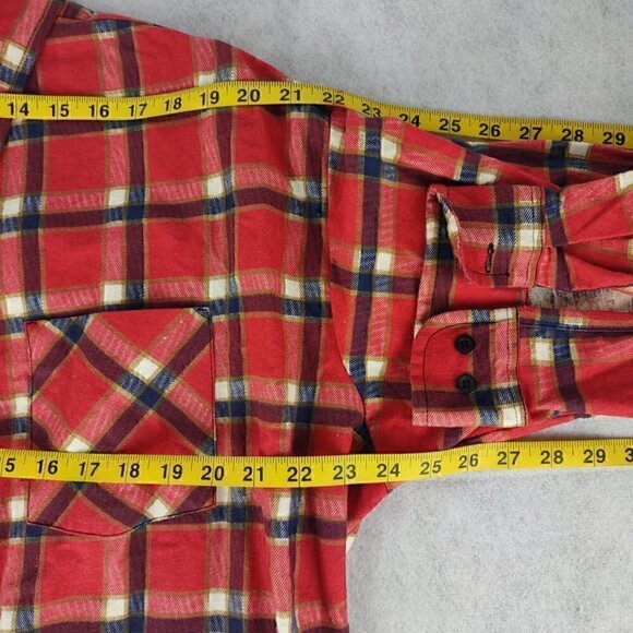 Saugatuck Mens 100% Cotton Red Long Sleeve Plaid Flannel Button Up Shirt Size XL - Picture 8 of 11